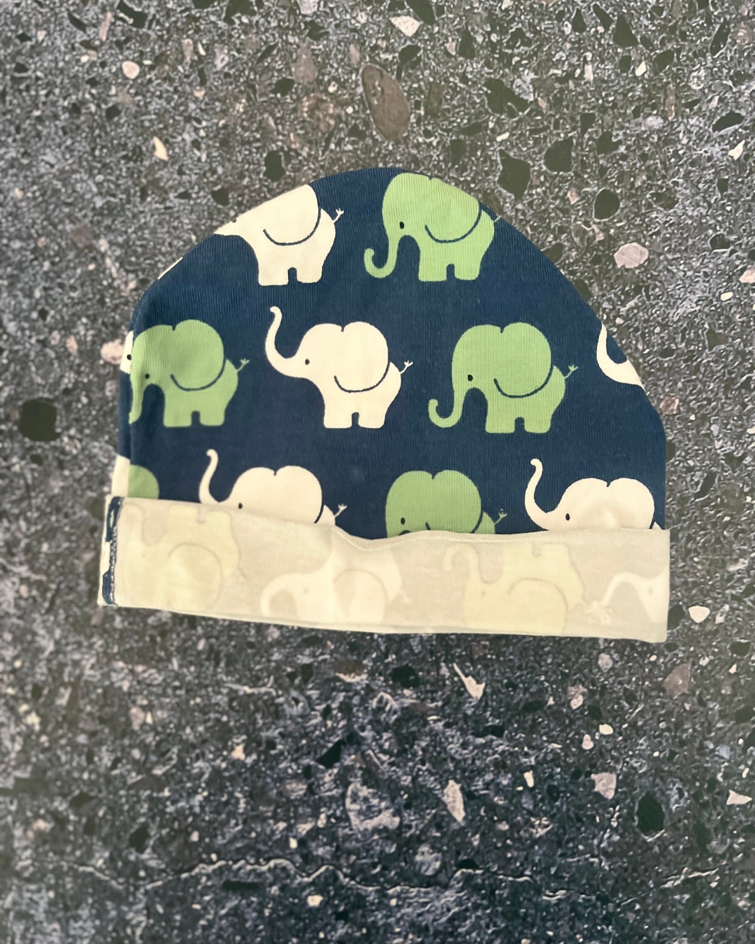 Blue elephant beanie 3/6M