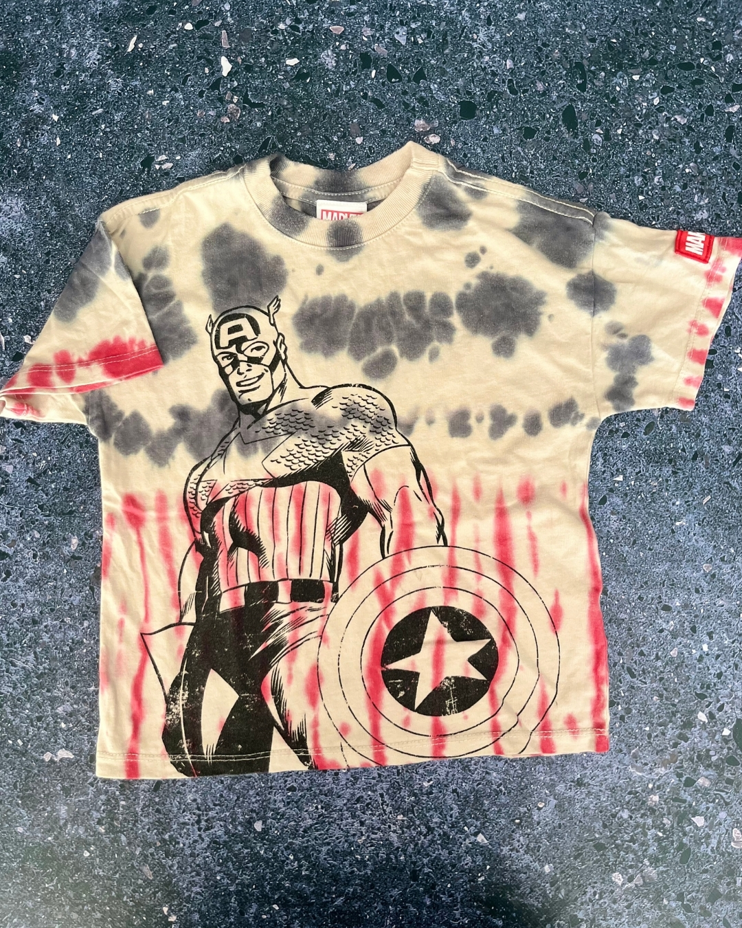 Cotton On beige tie dye Captain America T-shirt 2Y