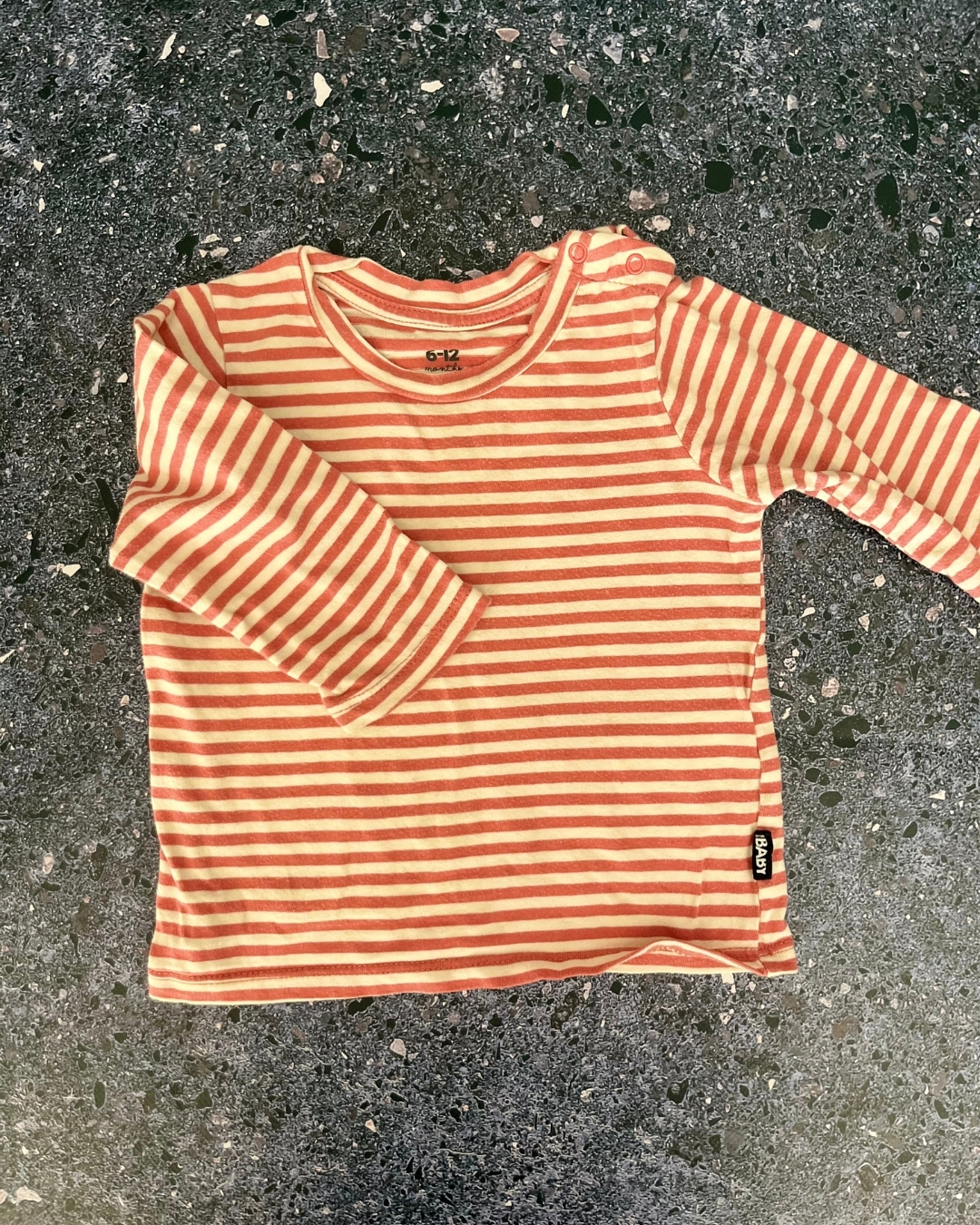 Cotton On red and white striped long sleeve T-shirt 6/12M