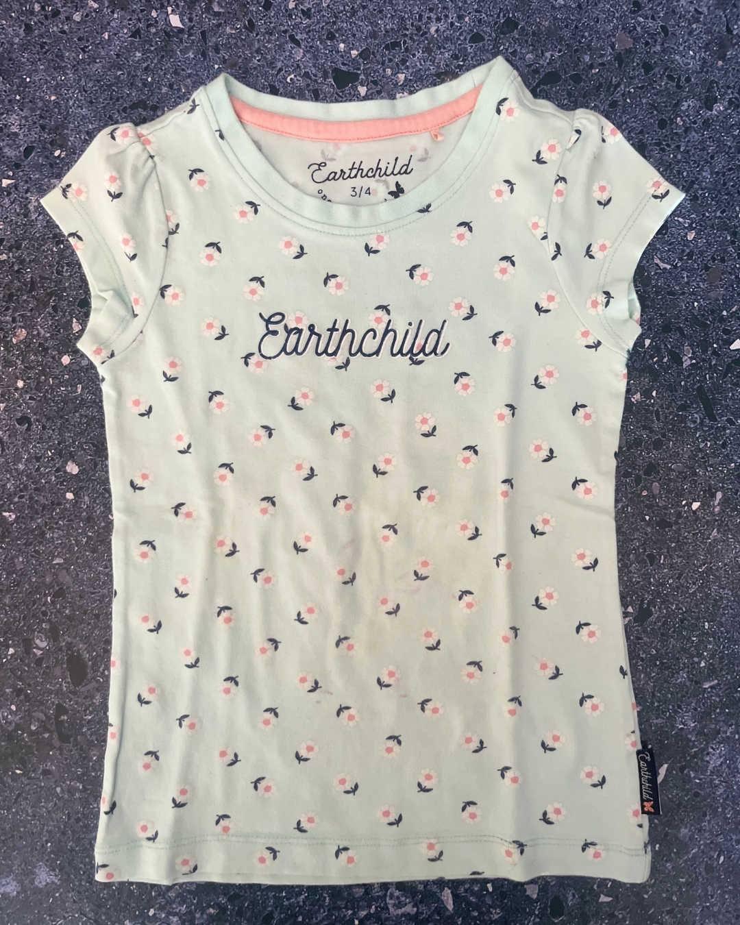 Earth Child light blue floral T-shirt 3/4Y
