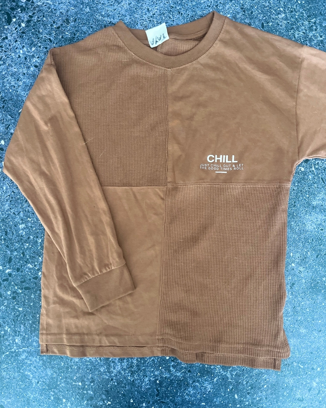 Cotton On brown waffle weave Chill sweater 9/10Y