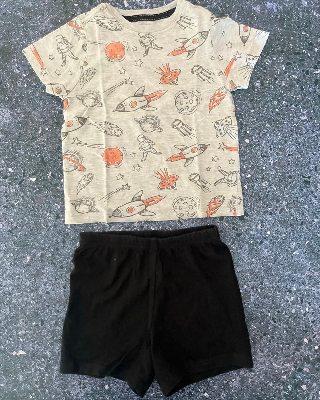 Woolworths grey and black space pajama set 2Y