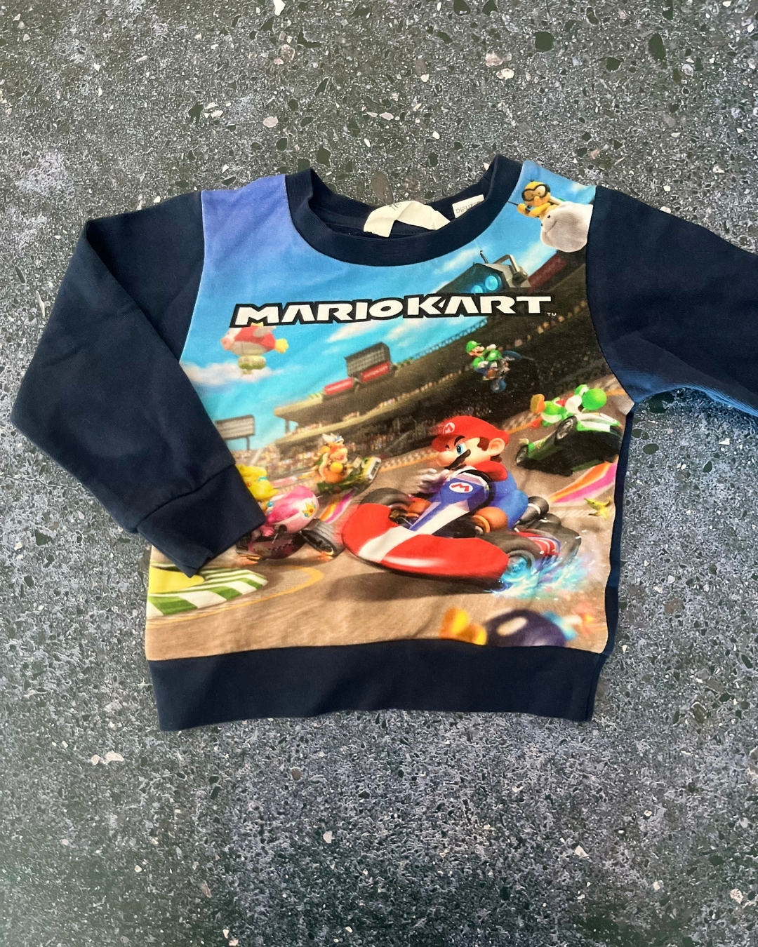 H&M blue Mario Kart sweater 18/24M