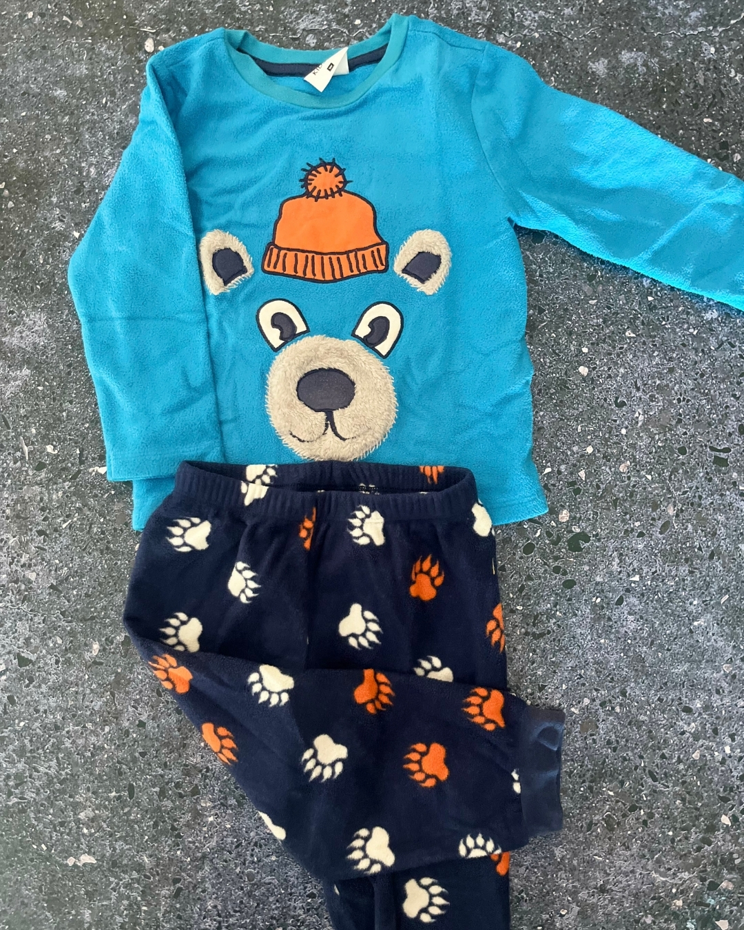 Woolworths blue fleece bear pajama set 2Y