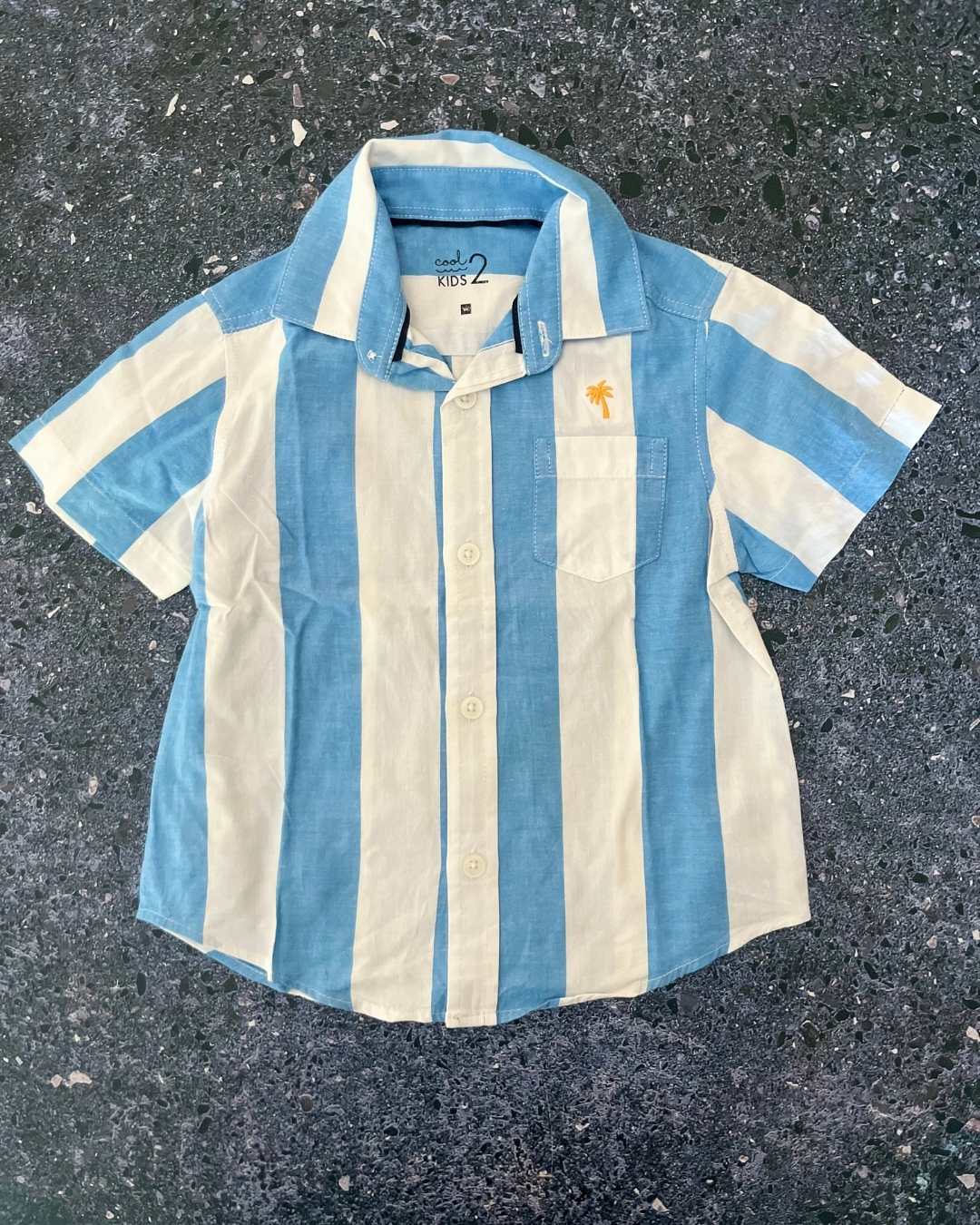 Woolworths blue and white striped collared shirt 2Y