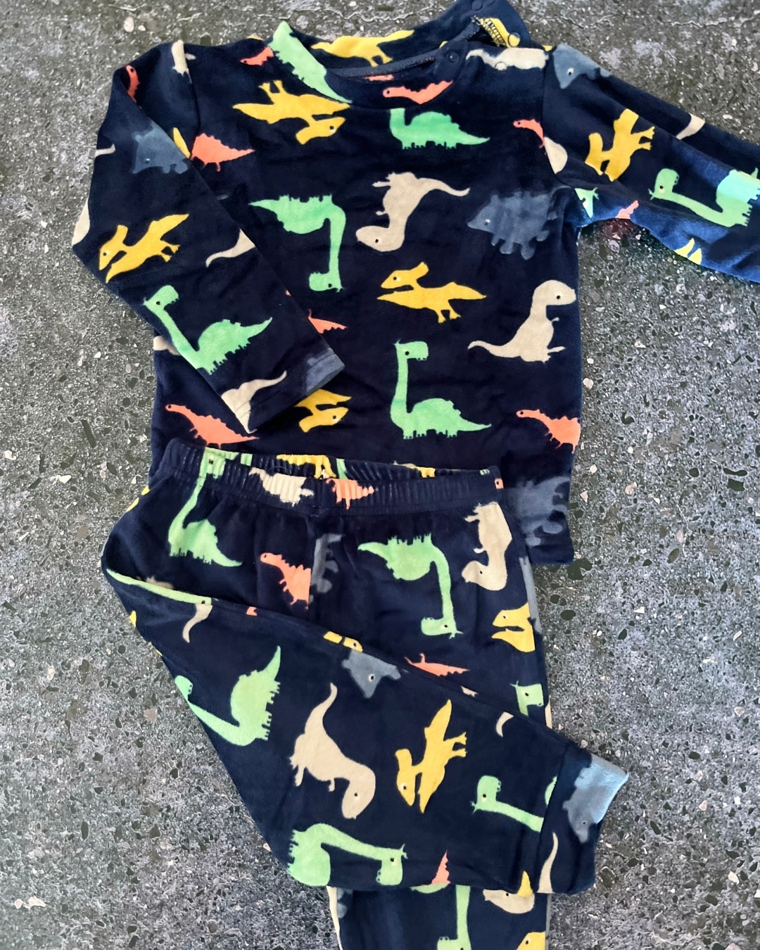 Woolworths blue fleece dinosaur pajama set 18/24M