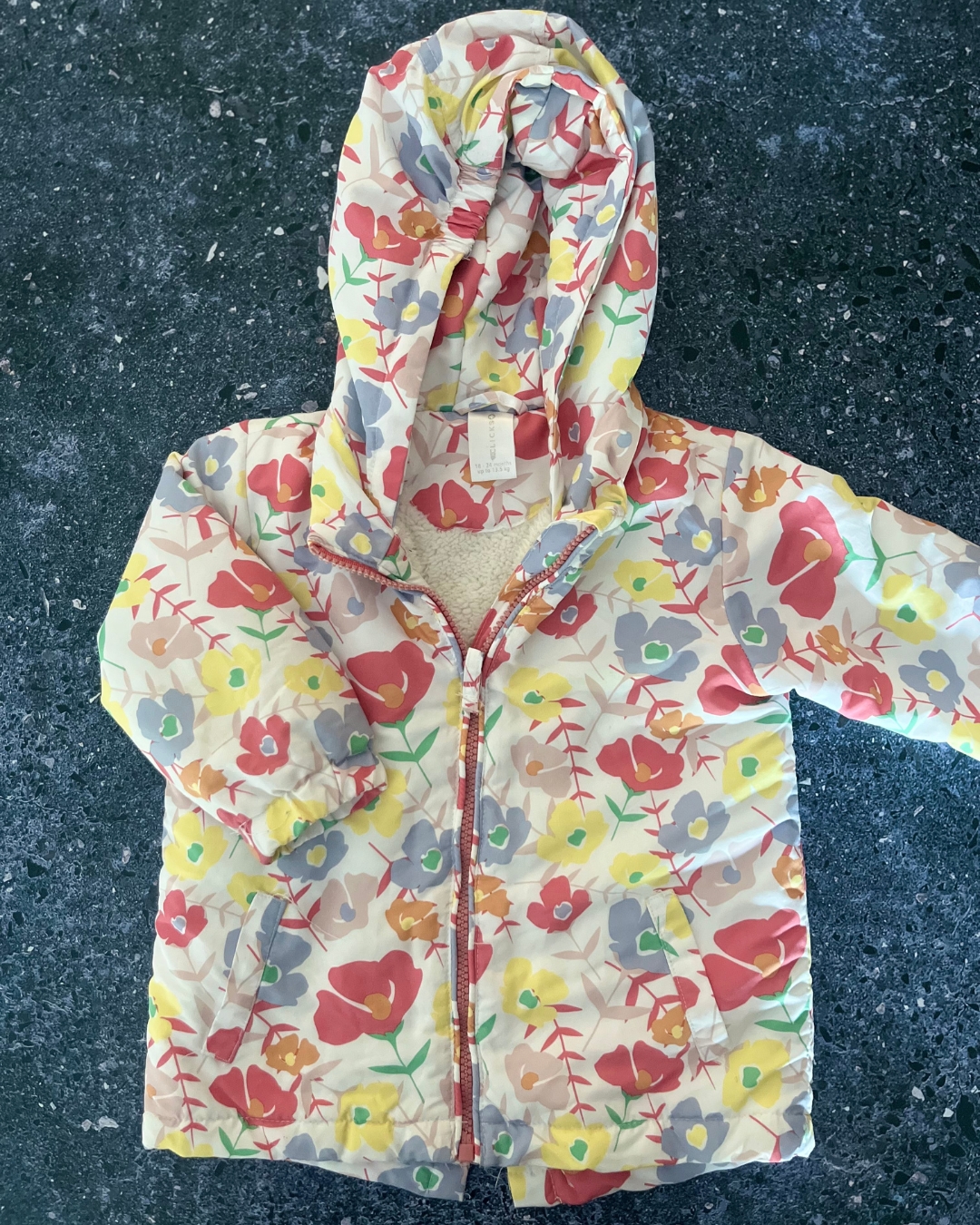 Clicks white floral jacket 18/24M