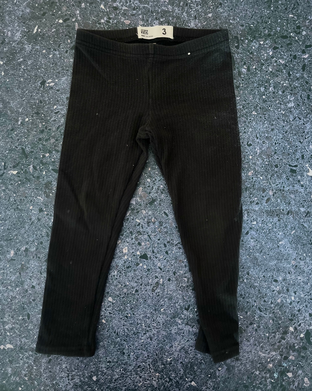 Cotton On black ribbed pants 3Y