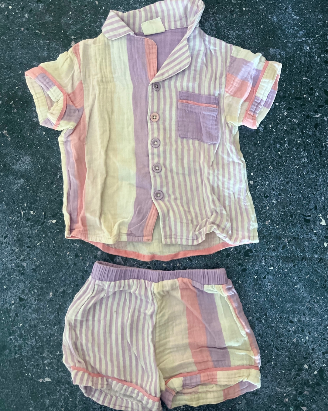 Cotton On purple and pink striped pajama set 2Y