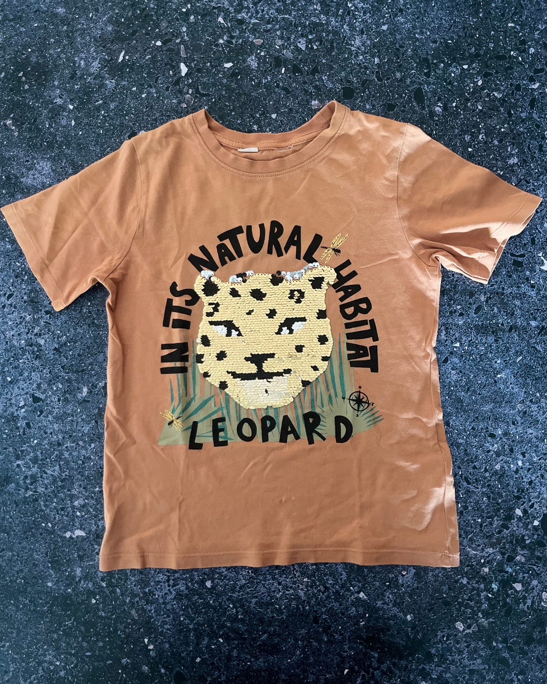 H&M orange leopard T-shirt 5/6Y