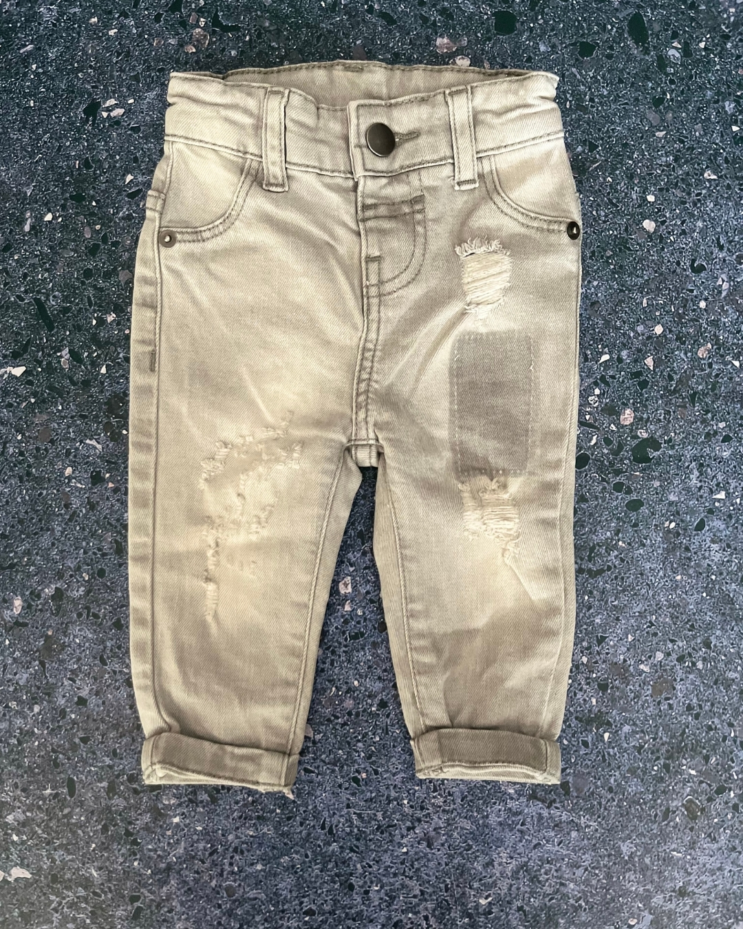 One Two Three grey ripped jeans 3/6M