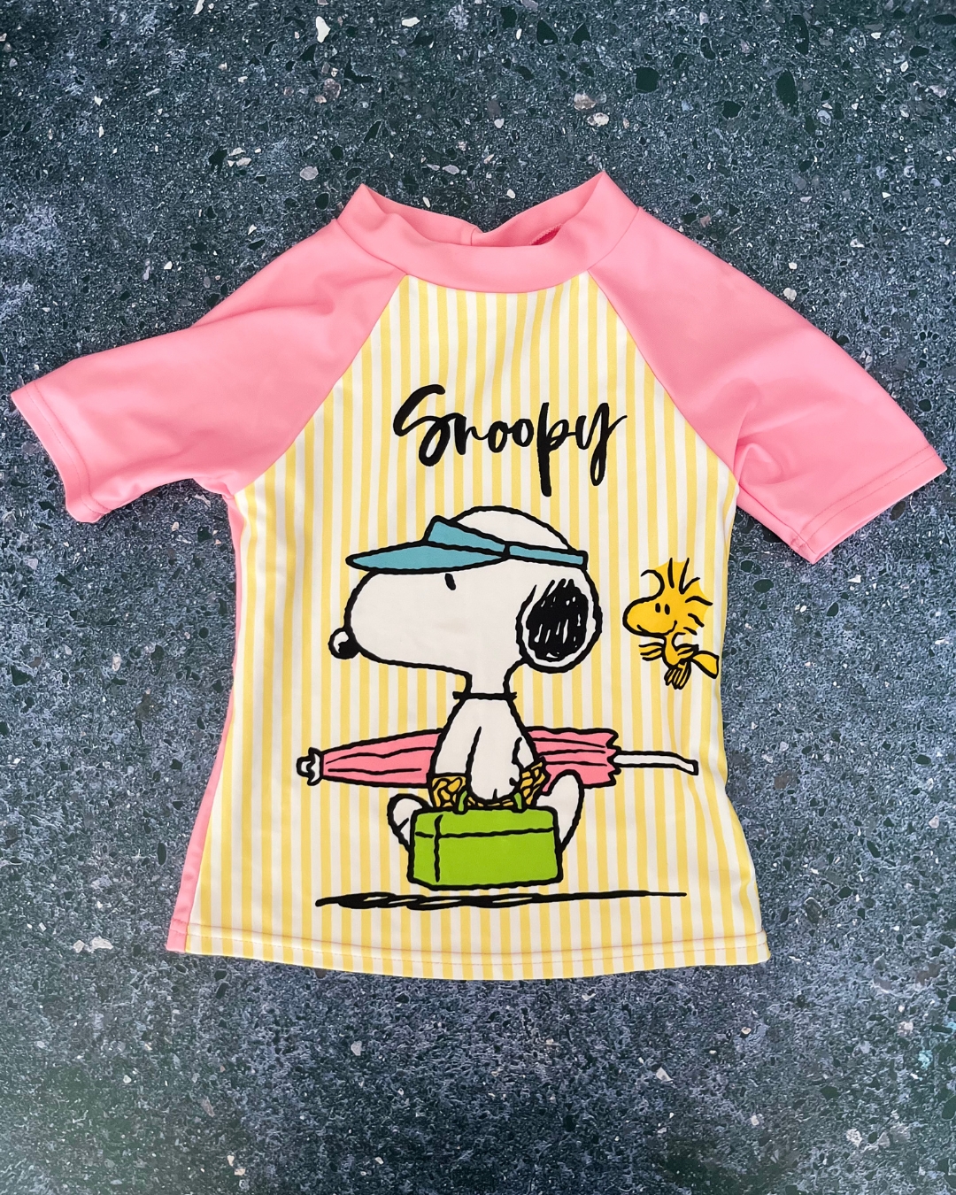 Peanuts pink and yellow Snoopy swimming rash vest 5/6Y