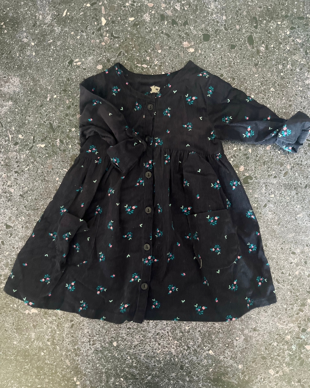Woolworths blue floral corduroy dress 3/6M