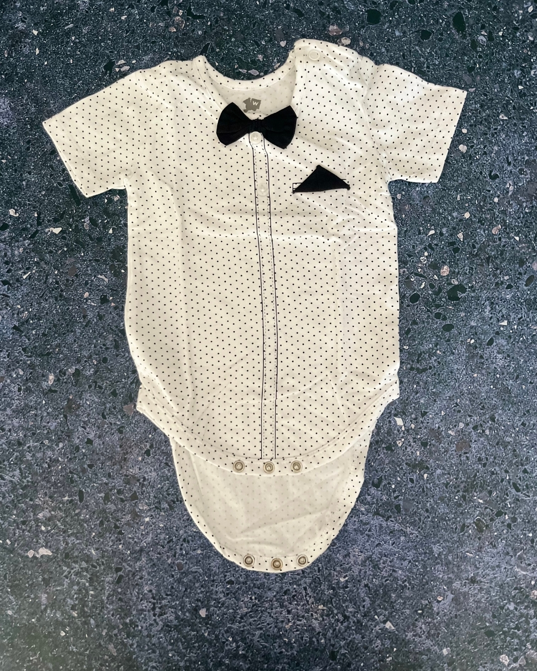 Woolworths white polka dot bow tie baby grow 6/12M
