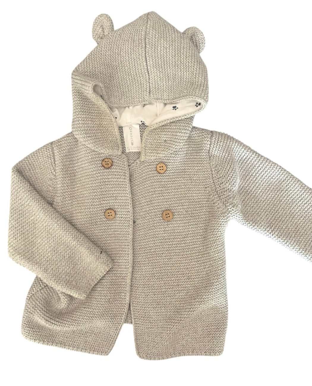 Clicks grey knitted hoodie 6/12M