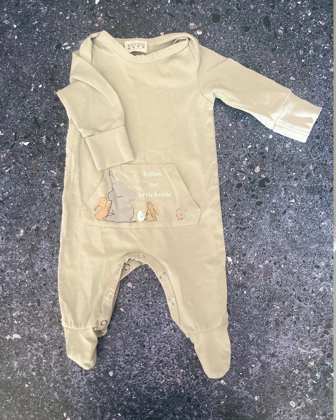 Keedo green Follow Me onesie Newborn