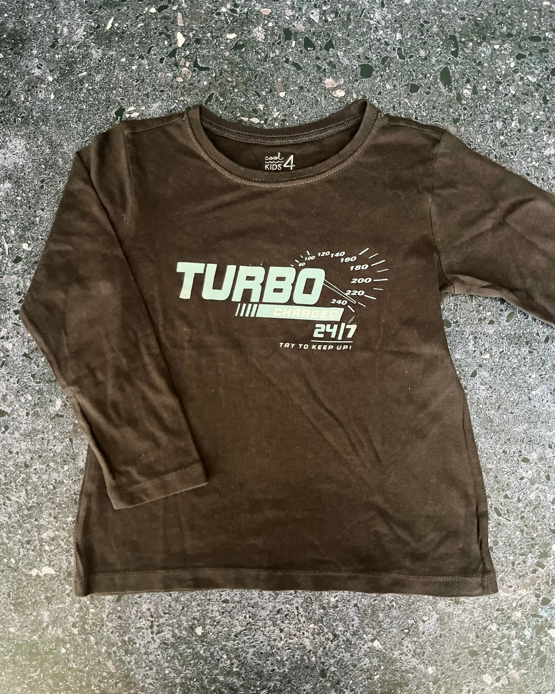 Woolworths charcoal Turbo long sleeve T-shirt 4Y
