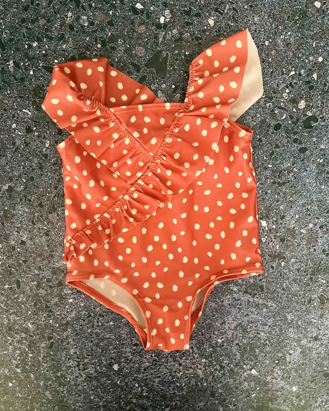 H&M orange polka dot swimming costume 2/6M