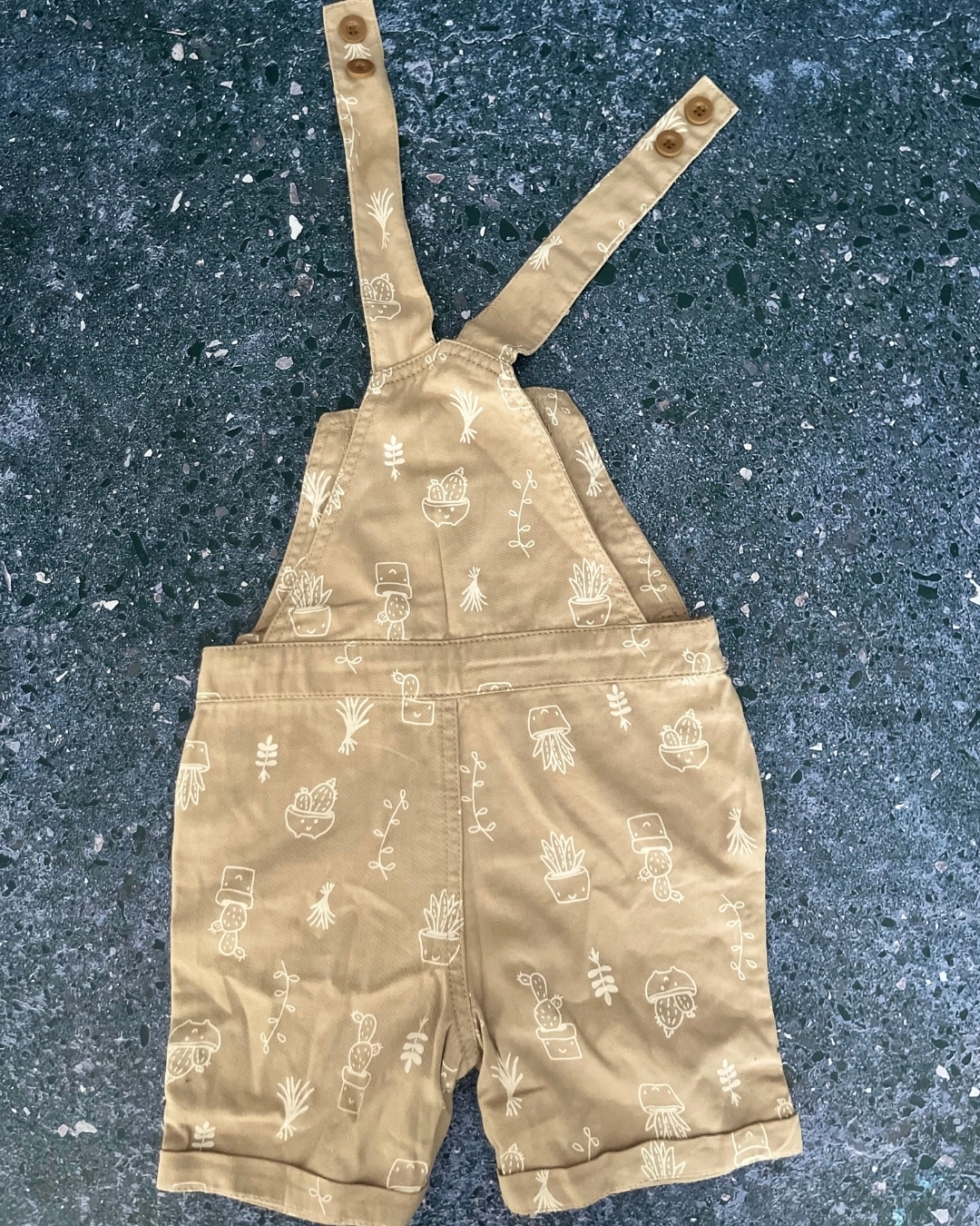 Woolworths brown cactus dungarees 6/12M