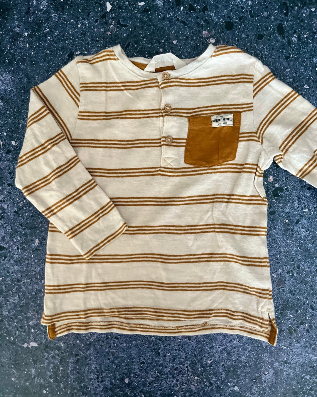 H&M grey and brown striped long sleeve top 2/4Y