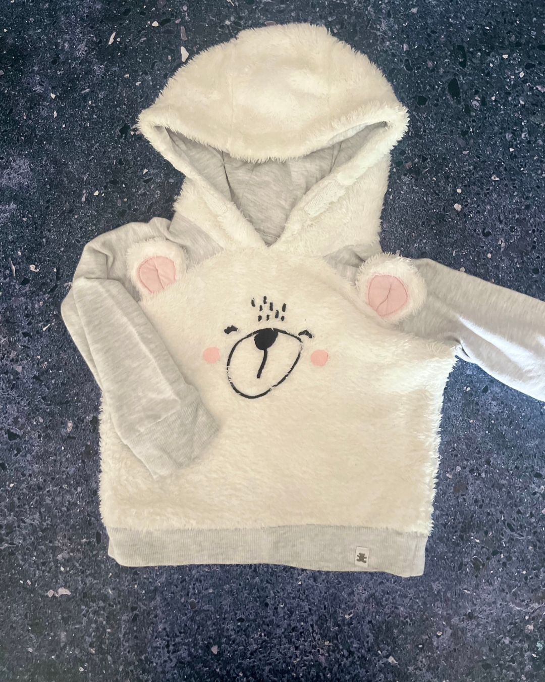 Woolworths grey polar bear hoodie 18/24M