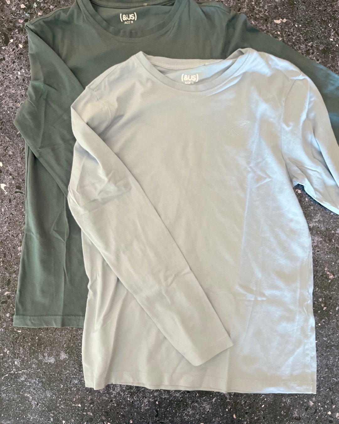 &US royal blue and grey long sleeve T-shirt set 11Y