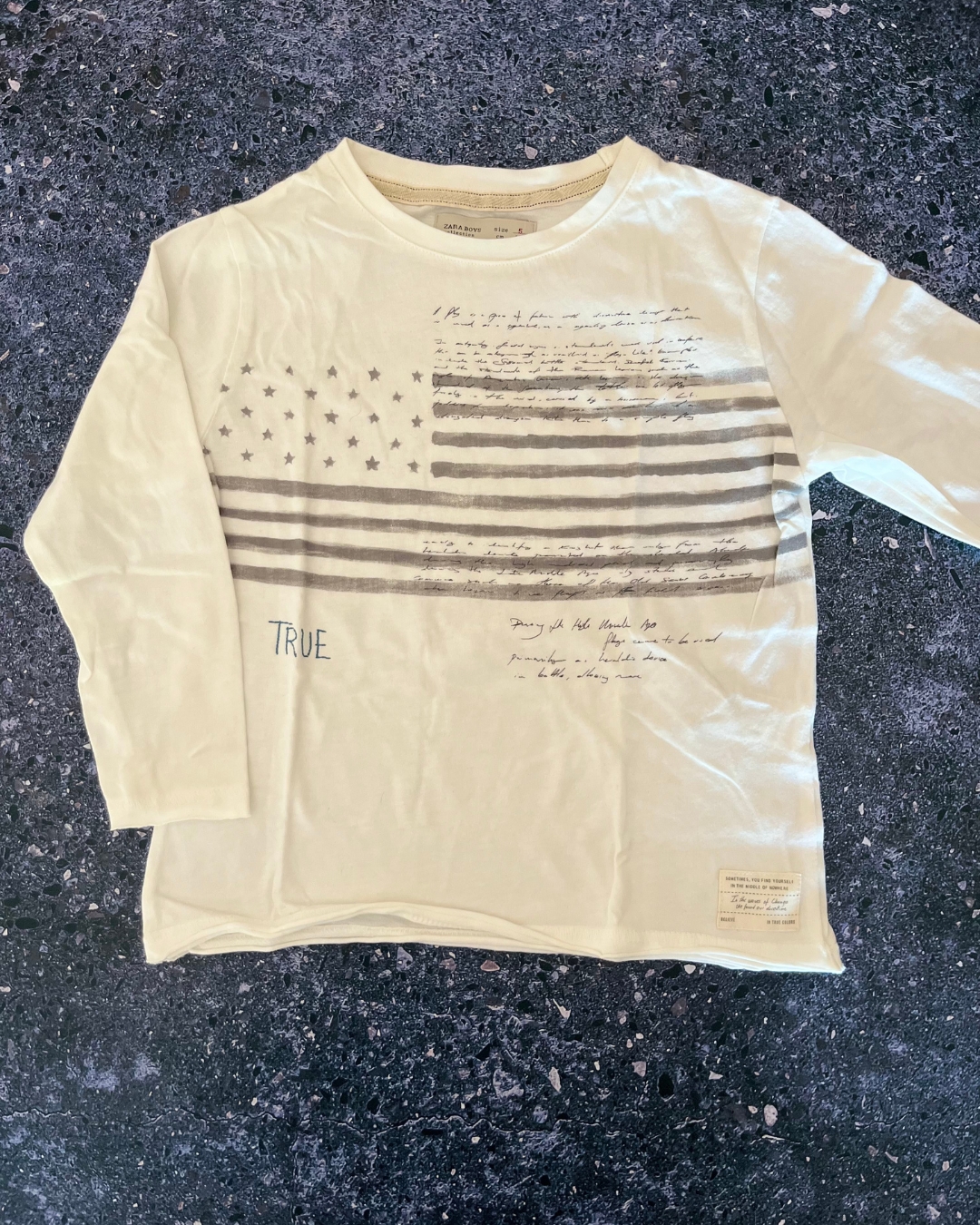 Zara white American flag long sleeve T-shirt 5Y