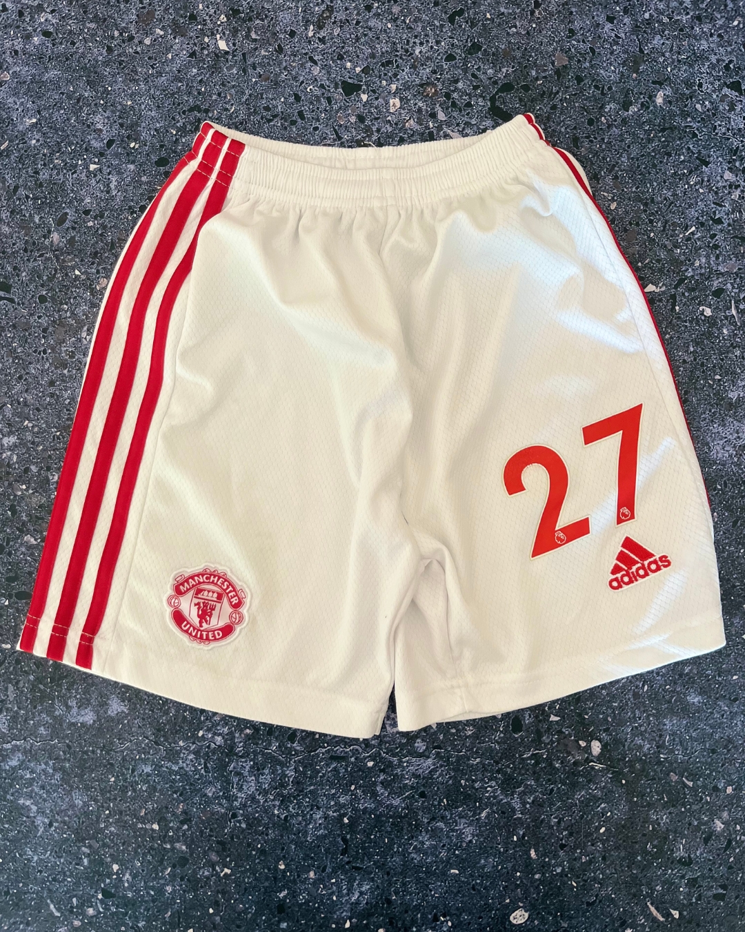 Adidas white Manchester United shorts 11Y