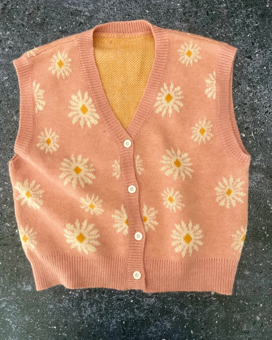 Shein pink floral sleeveless cardigan Small