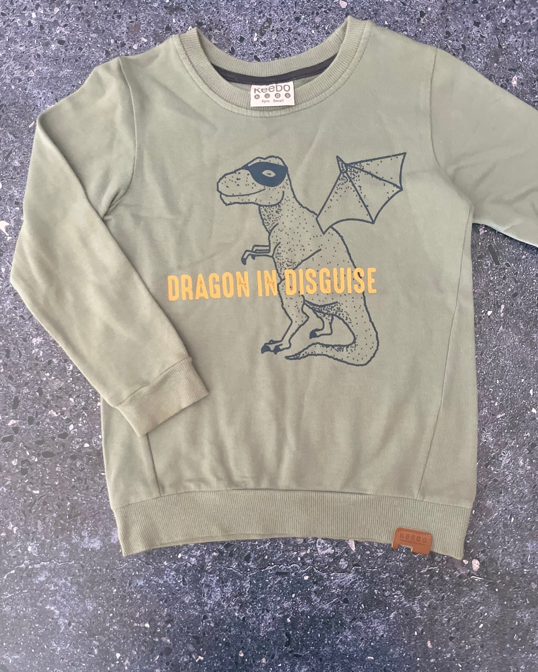 Keedo green dragon in disguise sweater 4Y