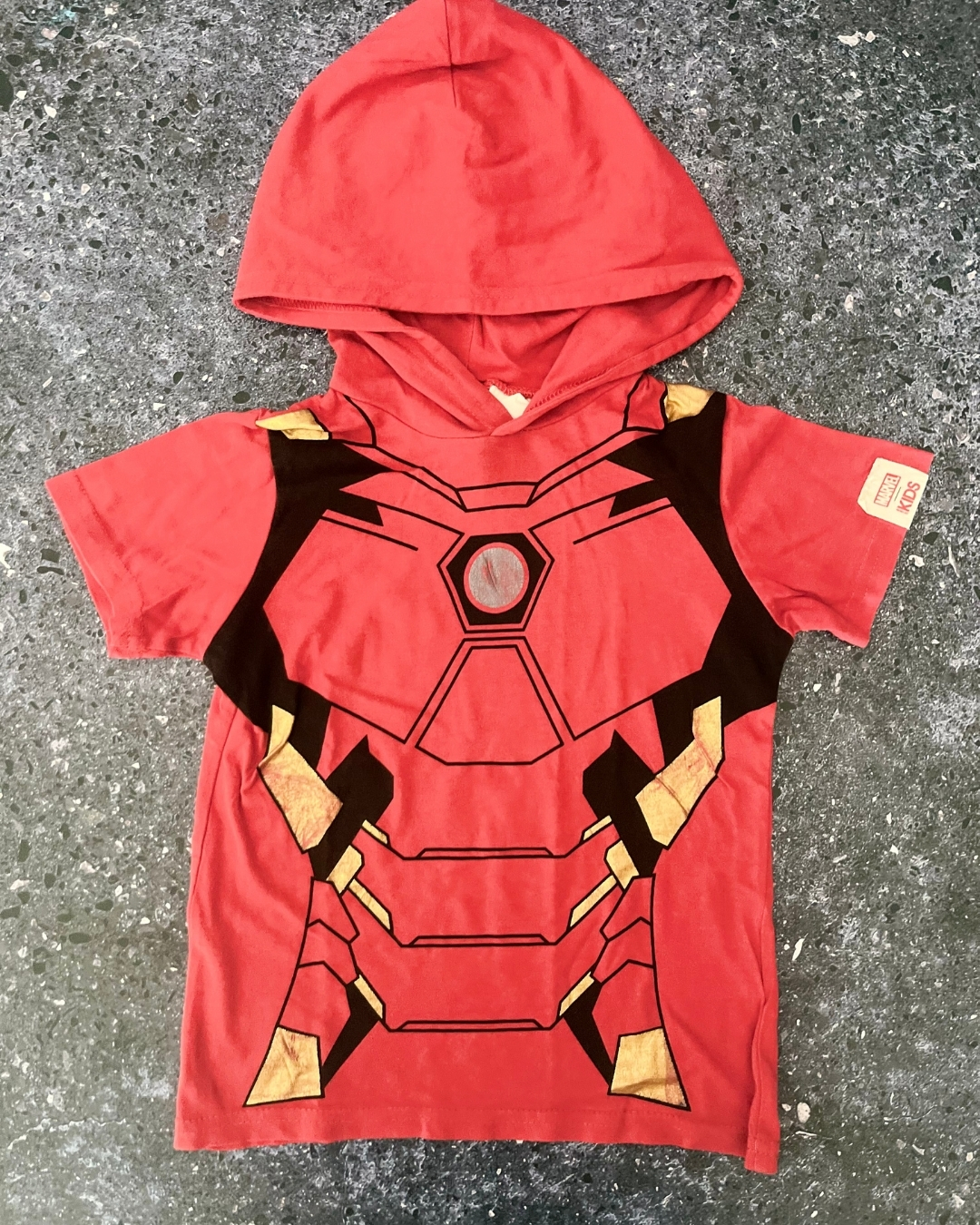 Cotton On red Iron Man hooded shirt 4Y