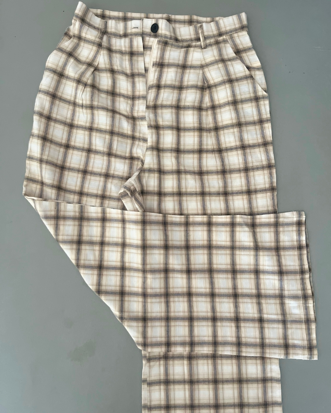 Shein brown checked wide leg pants Small