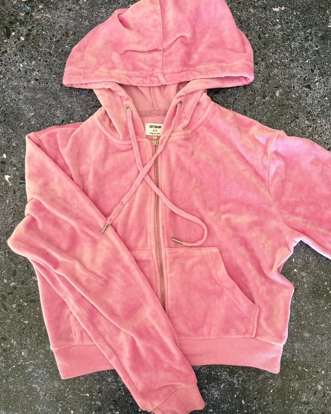 Cotton On pink velvet hoodie Small