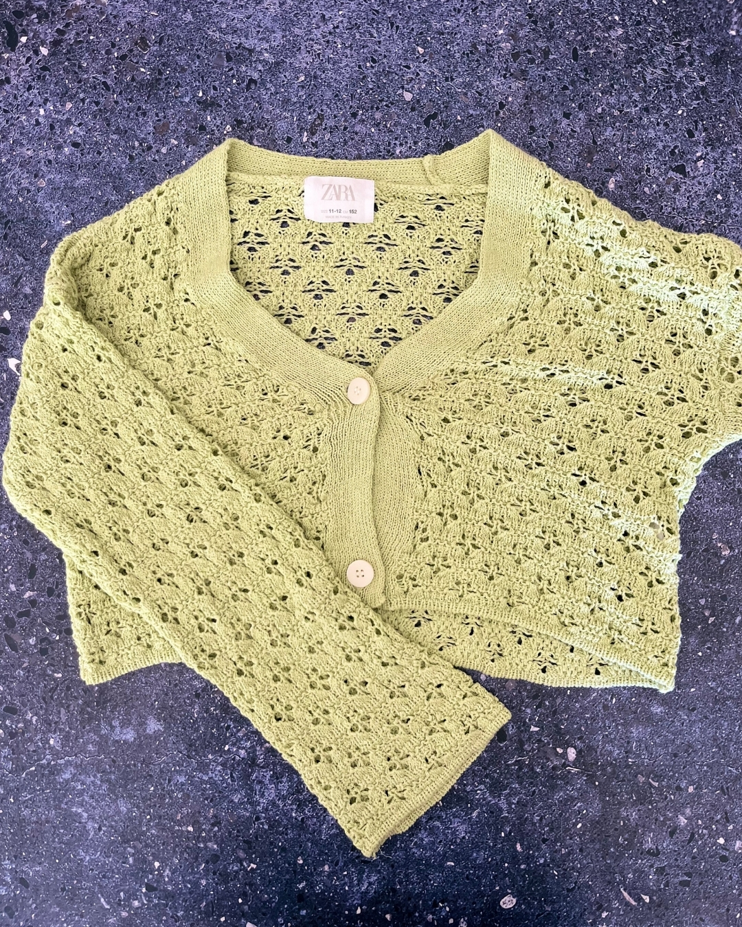 Zara green knitted cardigan 11/12Y