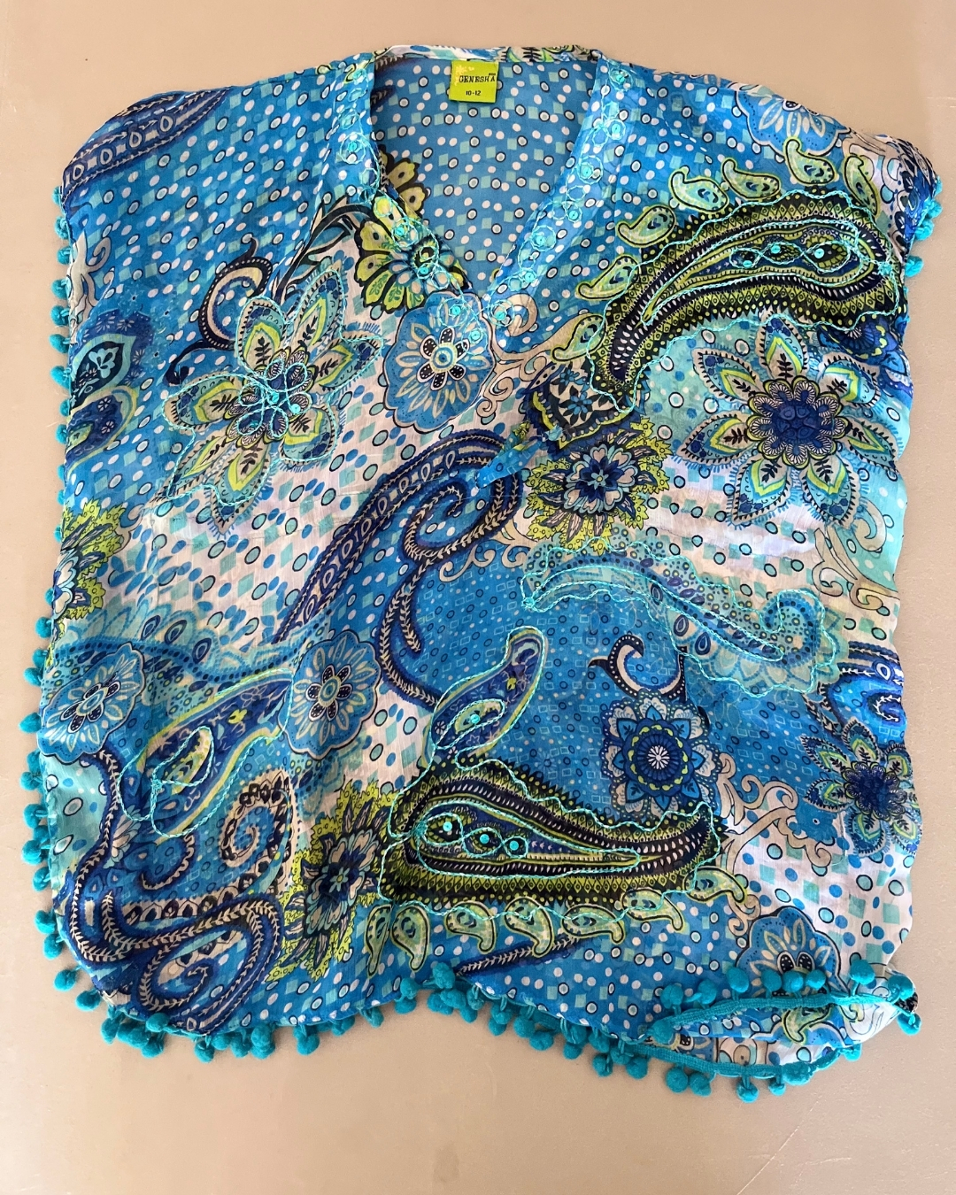 Genesha blue floral overdress 10/12Y