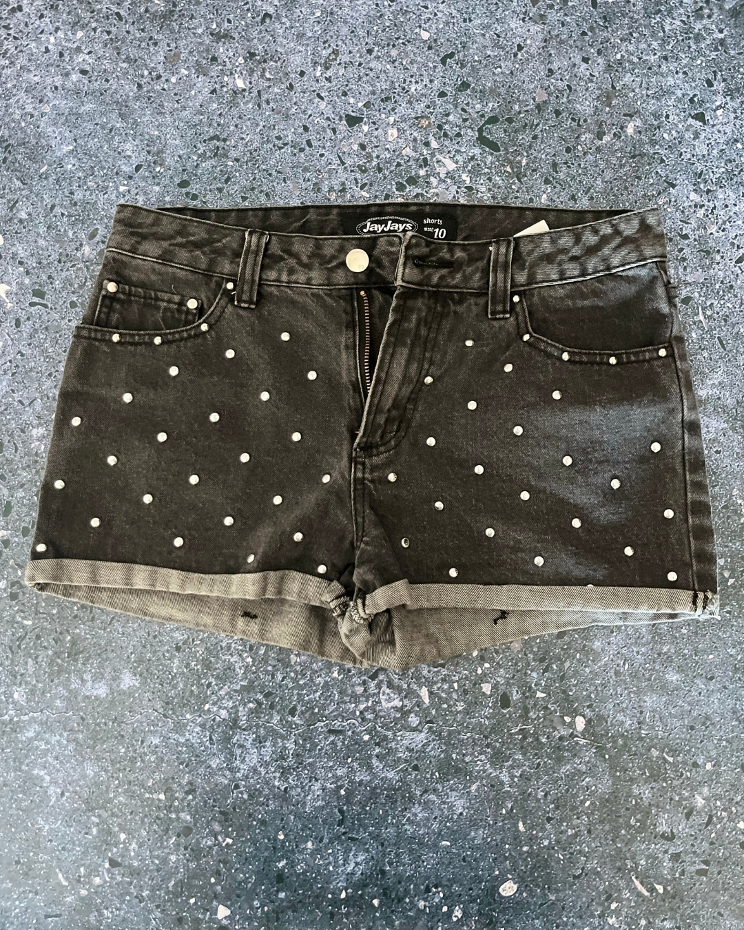 Jay Jays black studded denim shorts Size 10