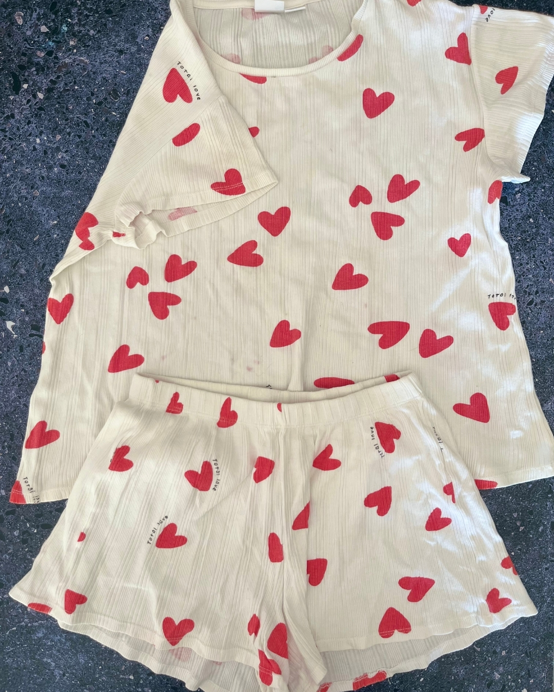 Zara white hearts pajama set 13/14Y