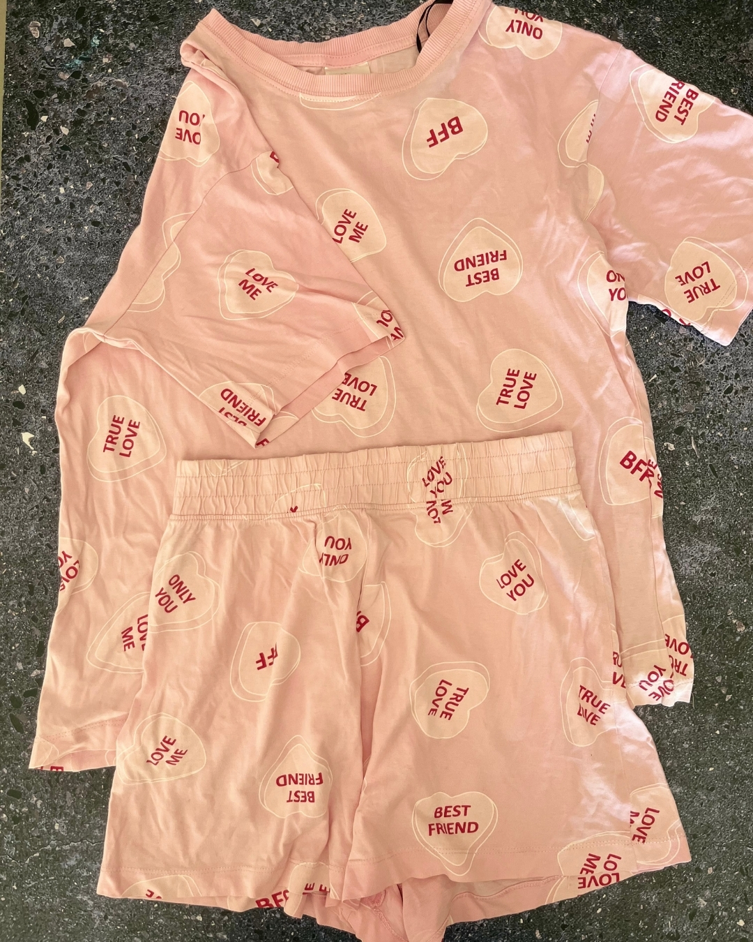 H&M pink love pajama set X Small