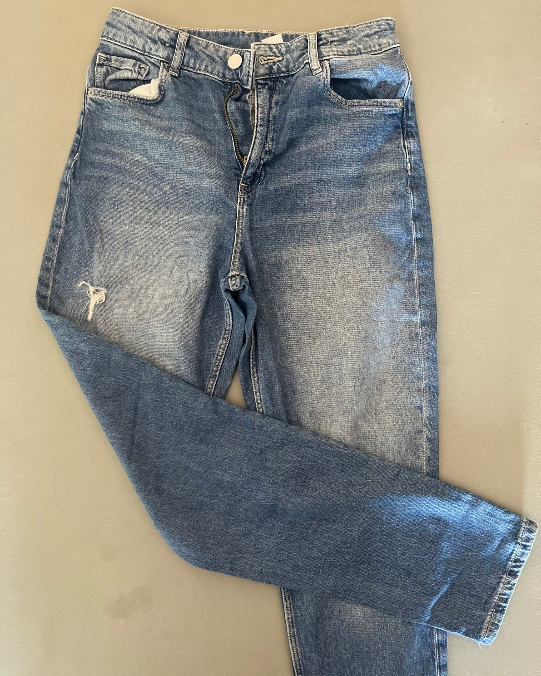 &Denim blue relaxed high waisted jeans 11/12Y