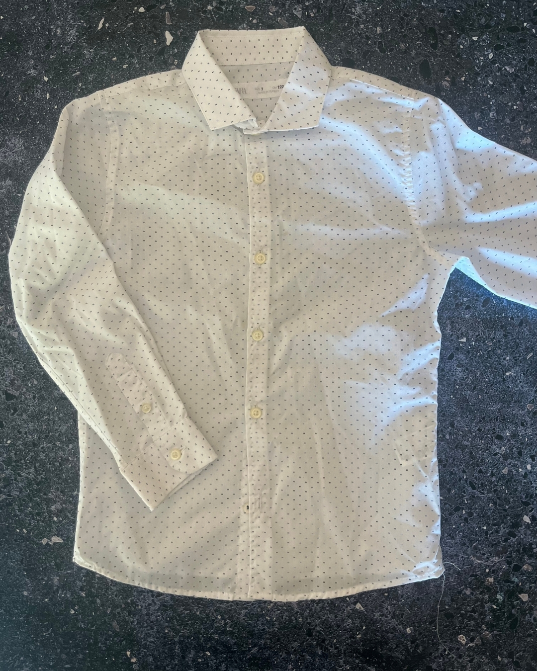 Zara white paisley collared shirt 7Y