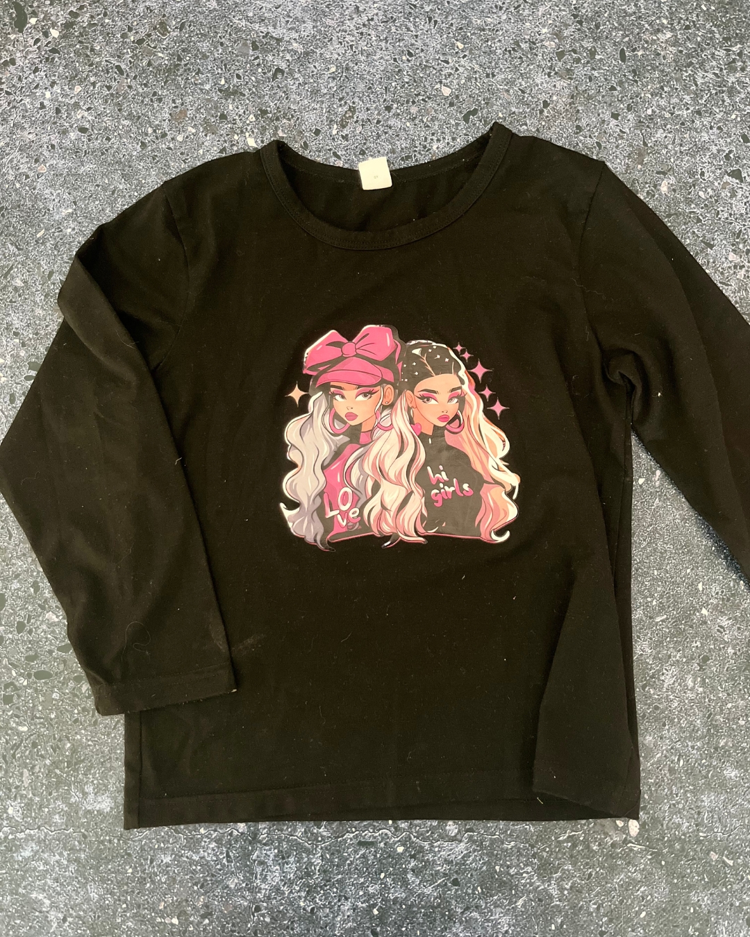 Shein black Girls long sleeve top 7Y
