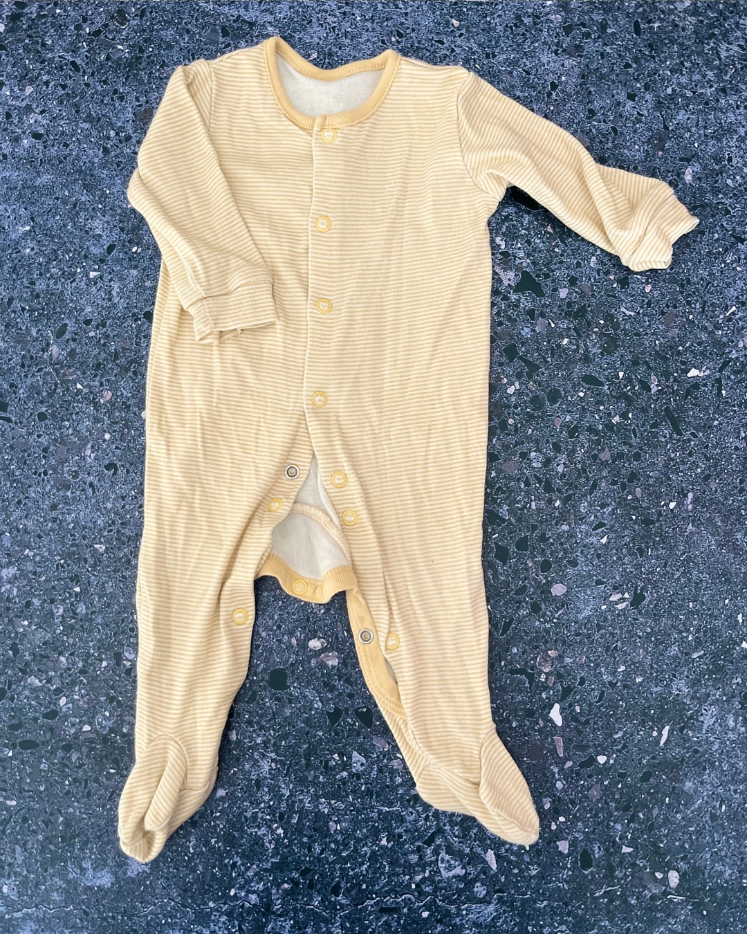 Woolworths yellow and white striped onesie 1/3M