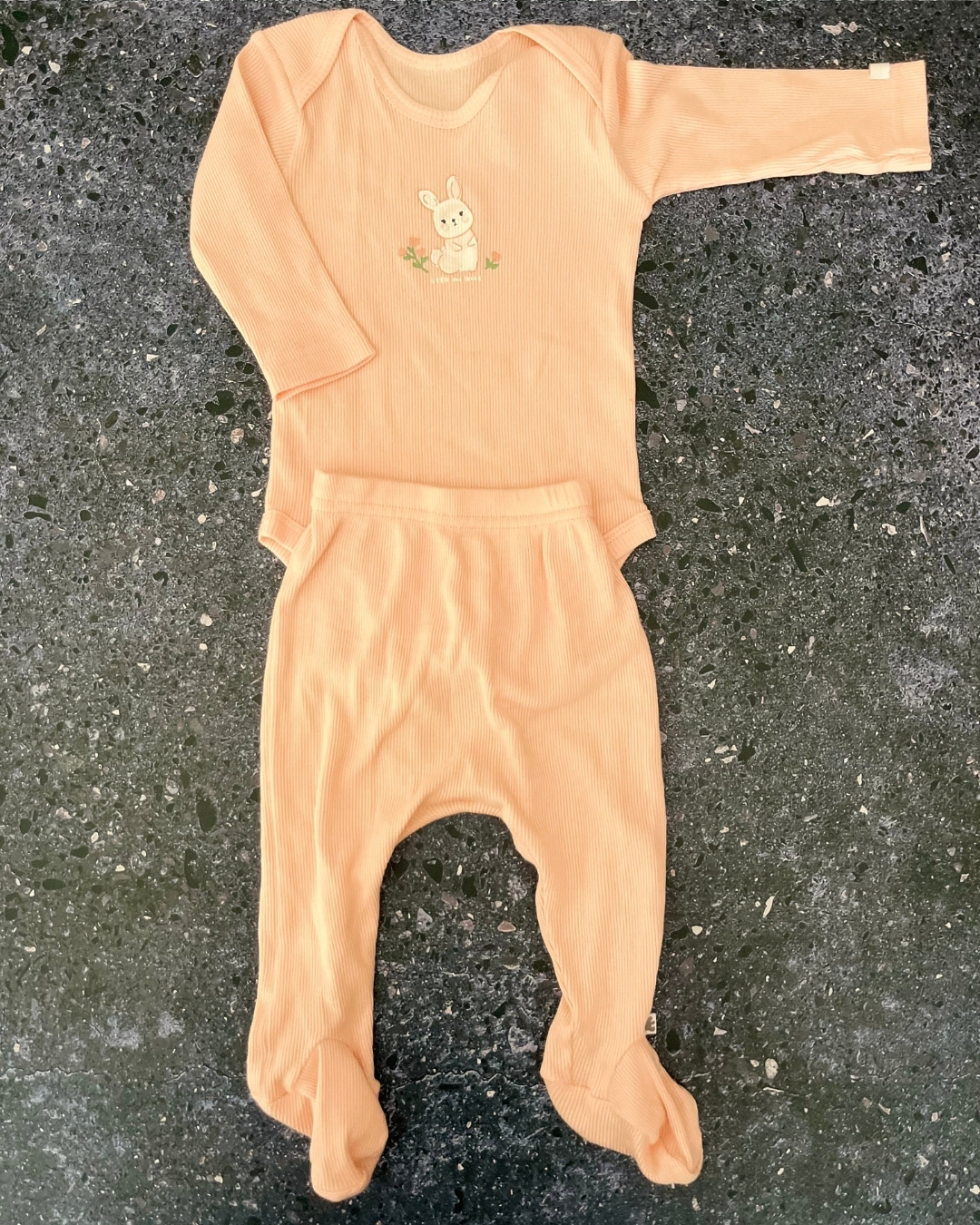 Woolworths peach ribbed bunny tracksuit set 1/3M