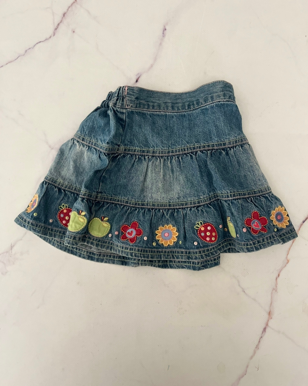 Mothercare denim embroidered flowers skirt 9/12M