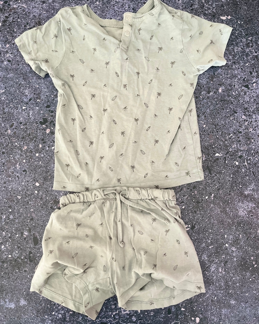 Mango green palm tree pajama set 2/3Y