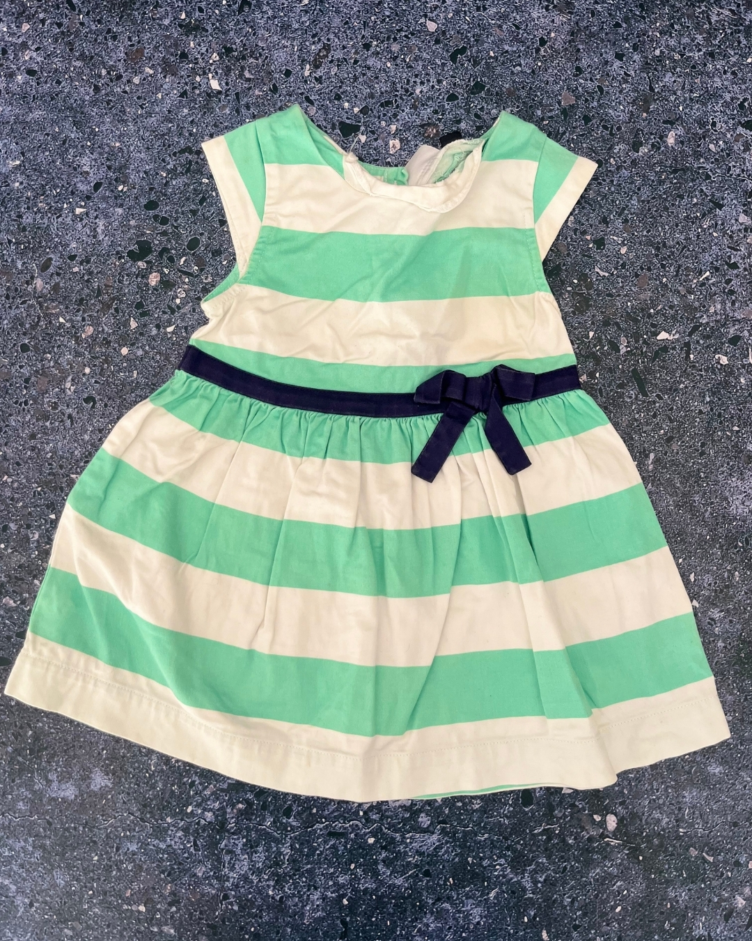 Earth Child green and white striped dress 12/18M