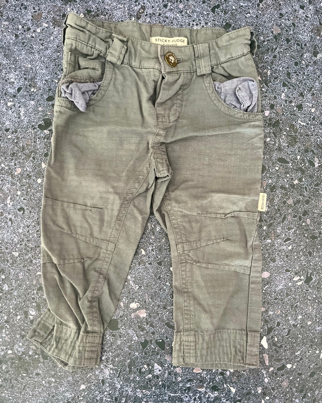 Sticky Fudge blue cargo pants 6/12M
