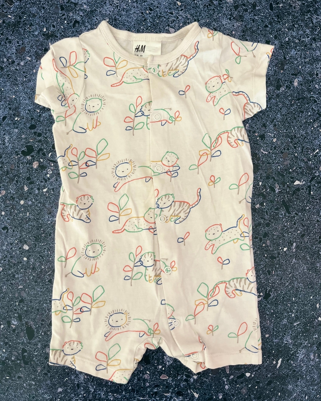 H&M white cats romper 4/6M