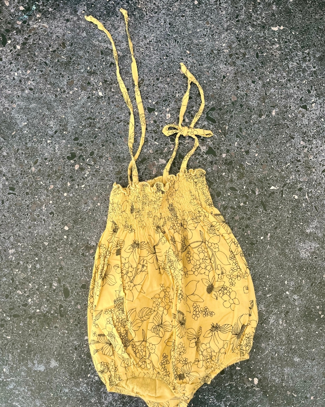 Just Chillin yellow floral baby grow 6/9M