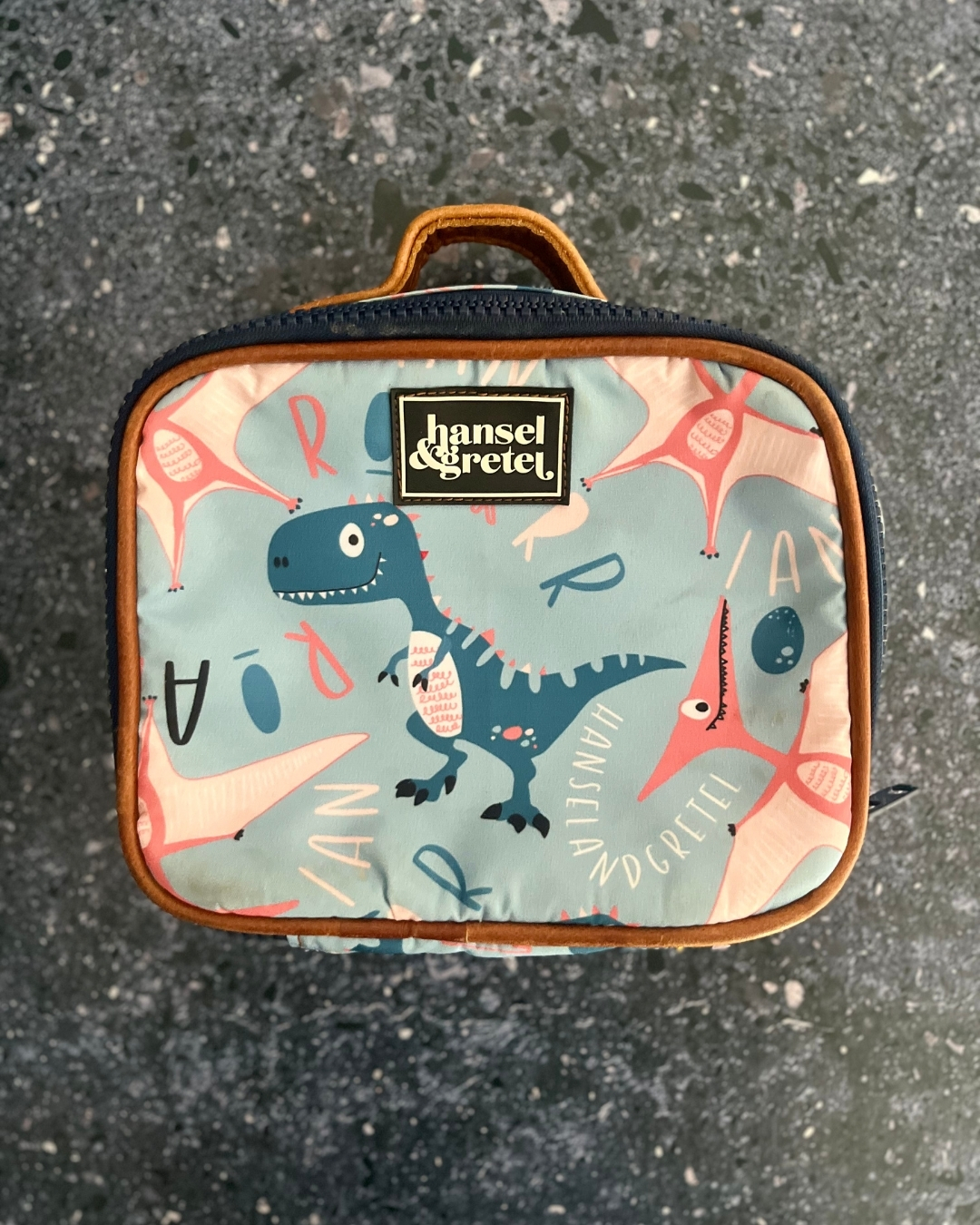 Hansel & Gretel blue dinosaur cooler bag